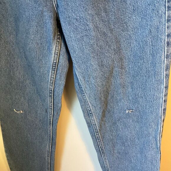 Upcycled LL Bean Straight Leg Jeans 5 Pocket, sun and bee painted on pockets! Si - Picture 13 of 16